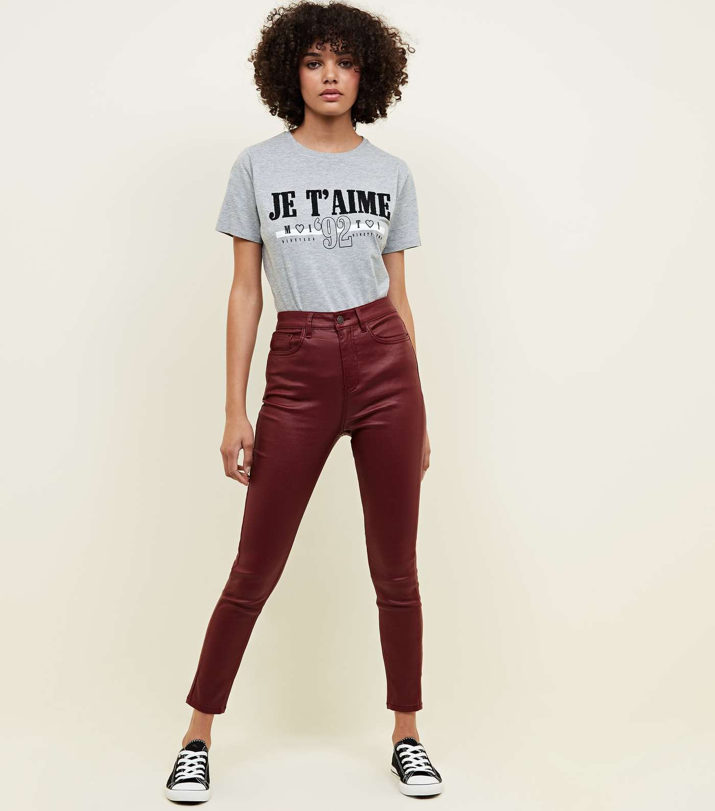 Burgundy Coated High Rise Super Skinny Dahlia Jeans  Image 6