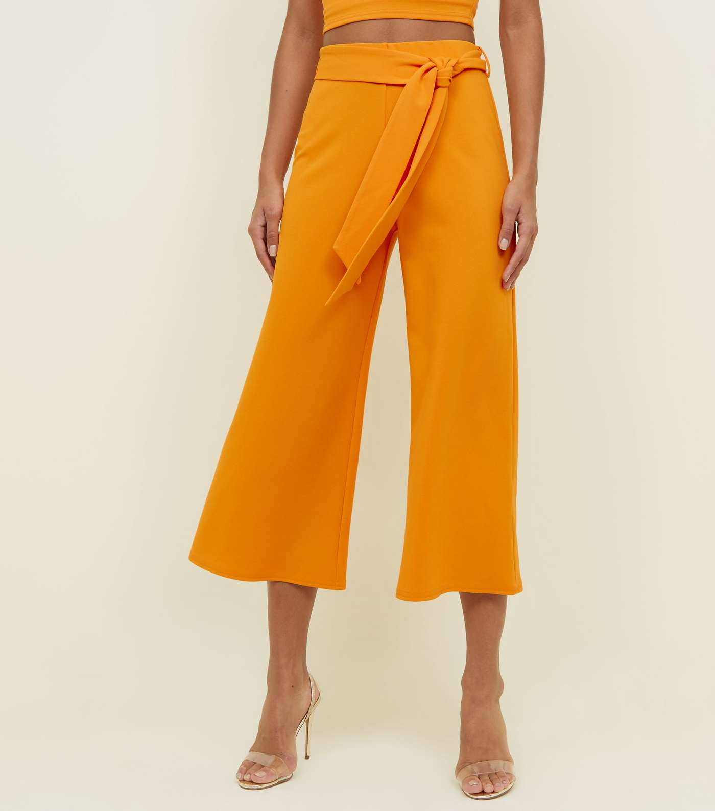 Bright Orange Tie Waist Culottes Image 2