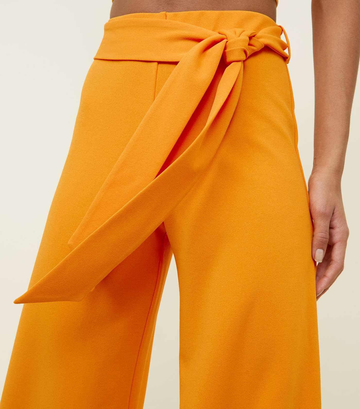 Bright Orange Tie Waist Culottes Image 6