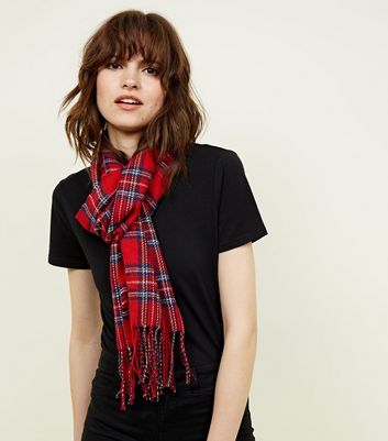 Red check on sale scarf womens