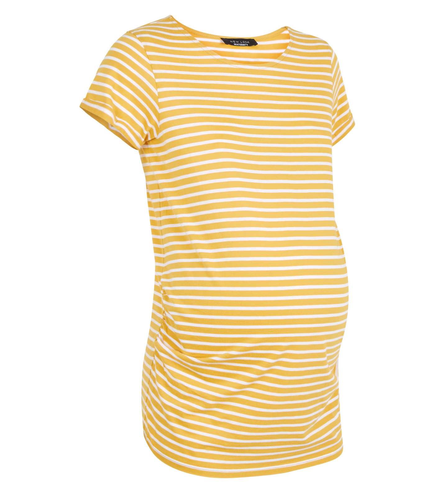 Maternity Yellow Stripe Short Sleeve T-Shirt Image 4