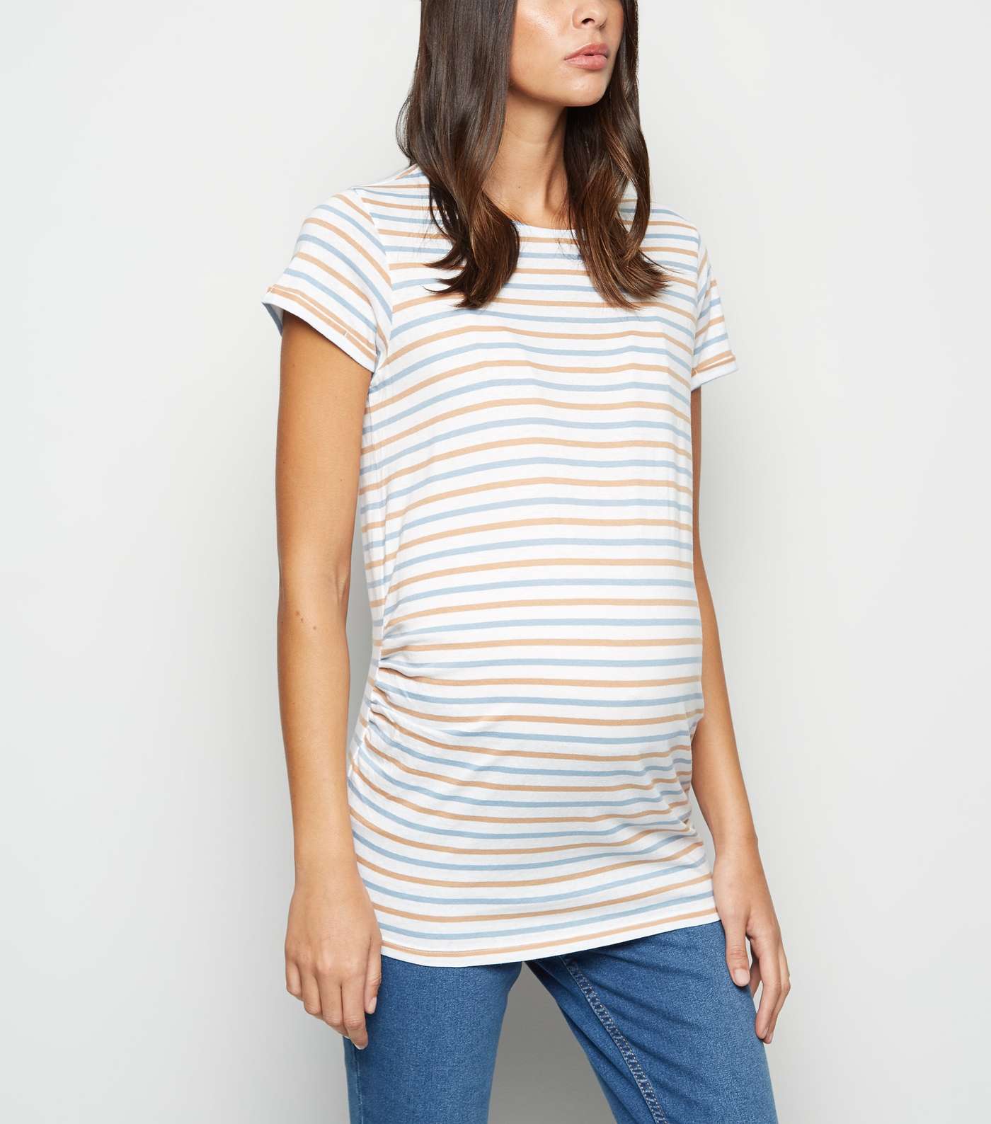 Maternity Multicoloured Stripe Short Sleeve T-Shirt