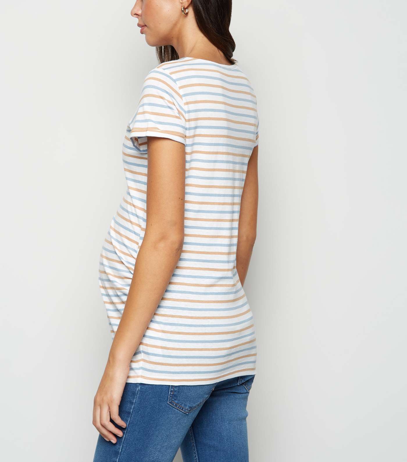 Maternity Multicoloured Stripe Short Sleeve T-Shirt Image 3