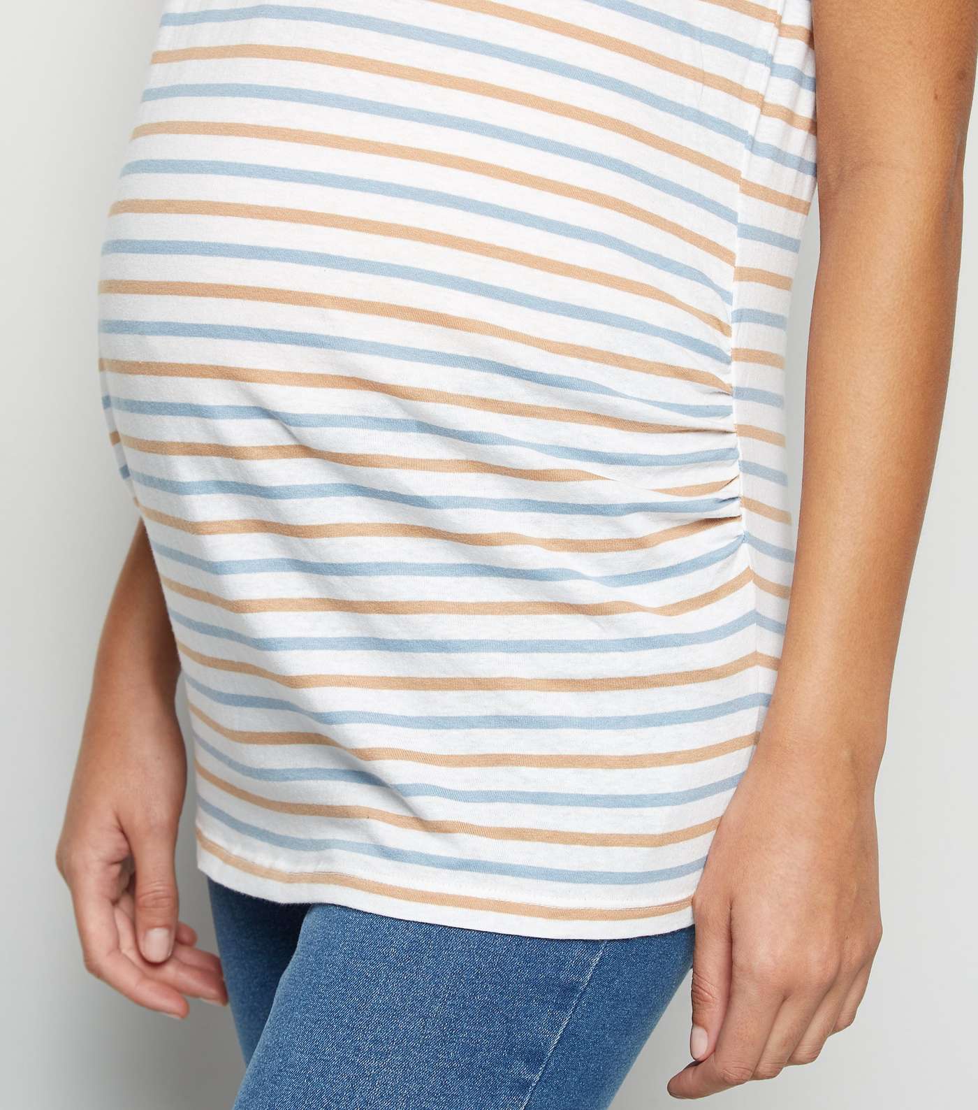 Maternity Multicoloured Stripe Short Sleeve T-Shirt Image 5