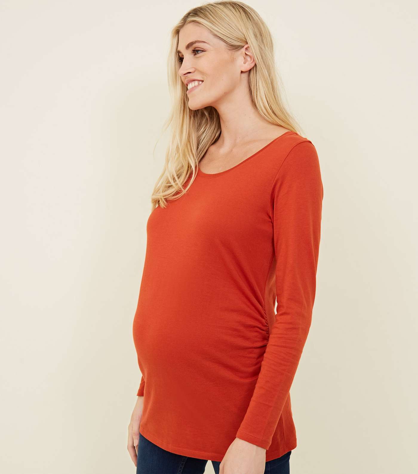 Maternity Orange Long Sleeve Top