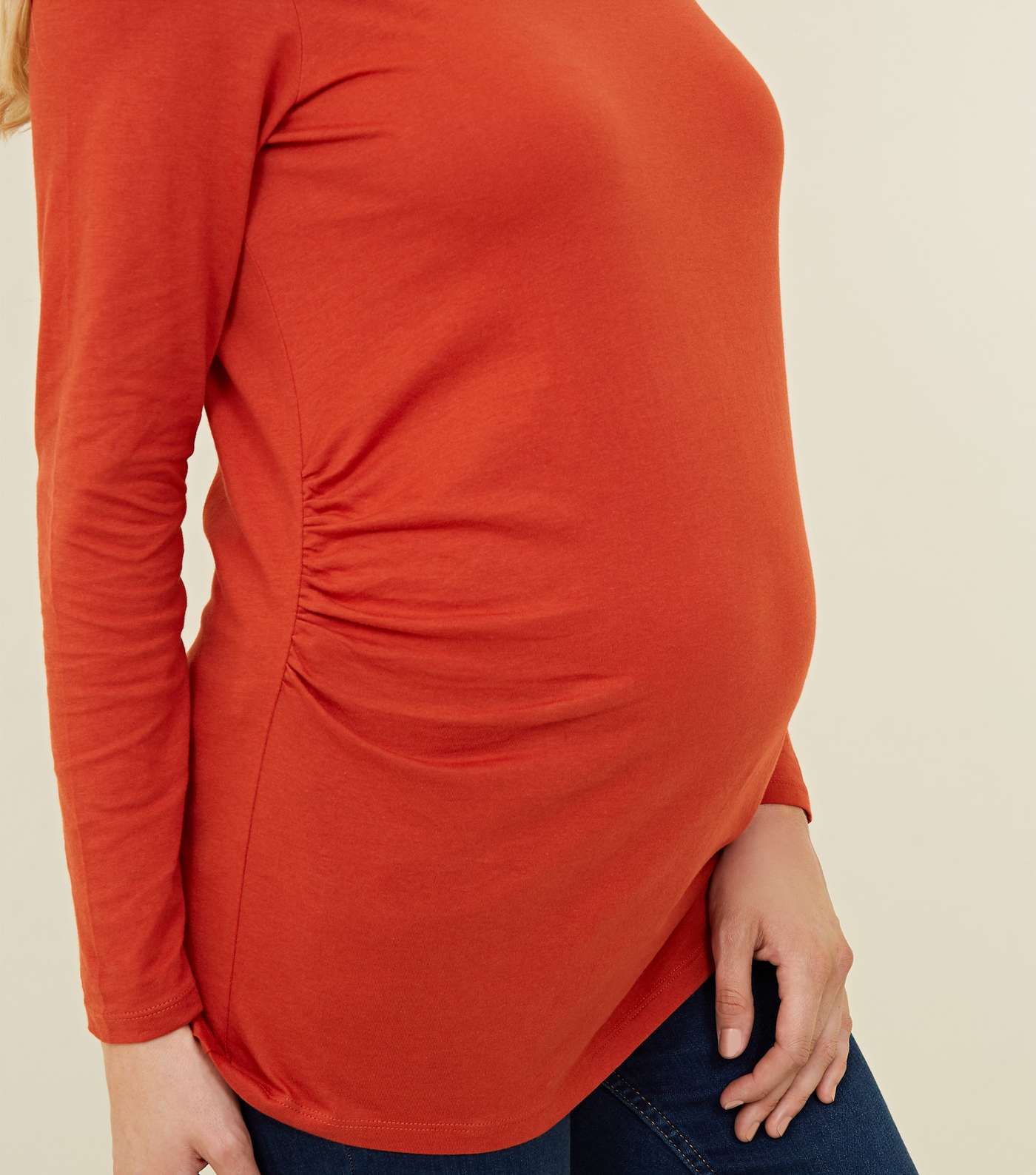 Maternity Orange Long Sleeve Top Image 5