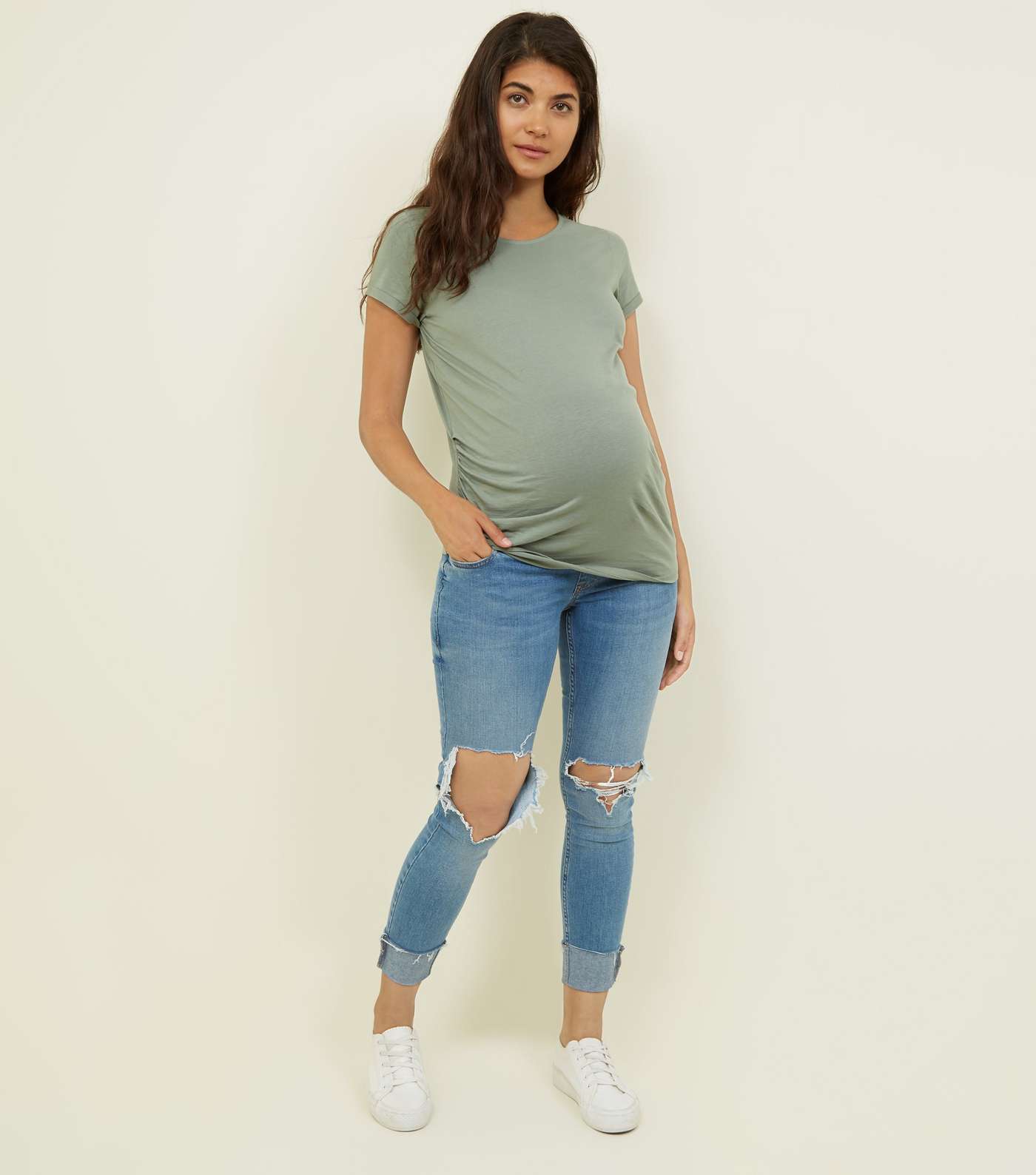 Maternity Khaki Short Sleeve T-Shirt  Image 2