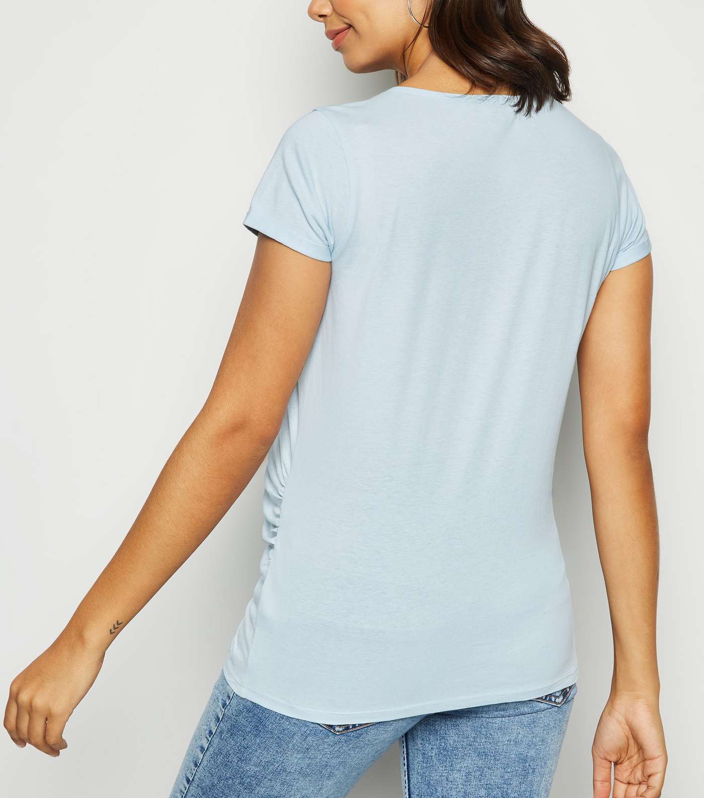 Maternity Pale Blue Short Sleeve T-Shirt Image 3