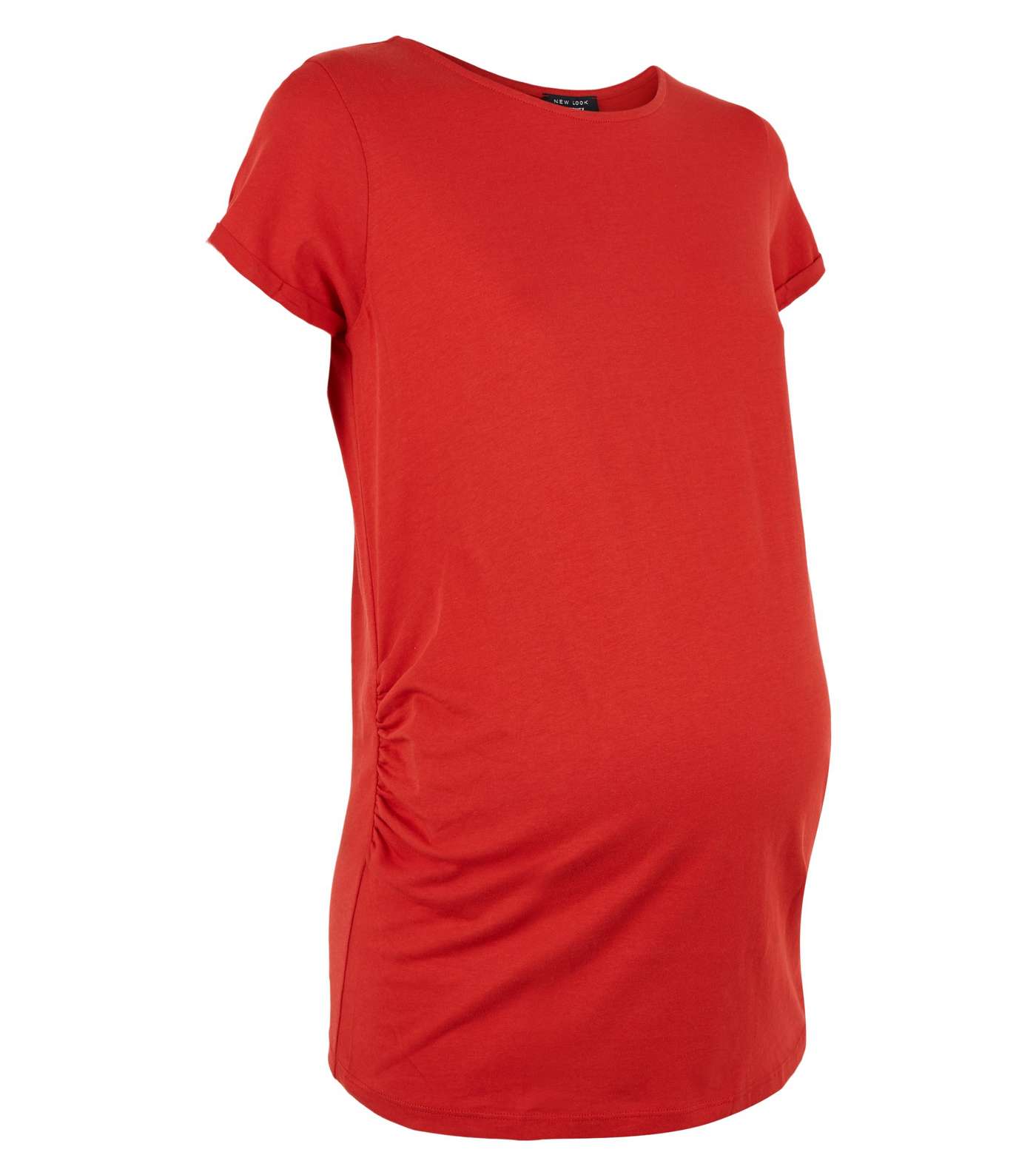 Maternity Dark Red Short Sleeve T-Shirt Image 4