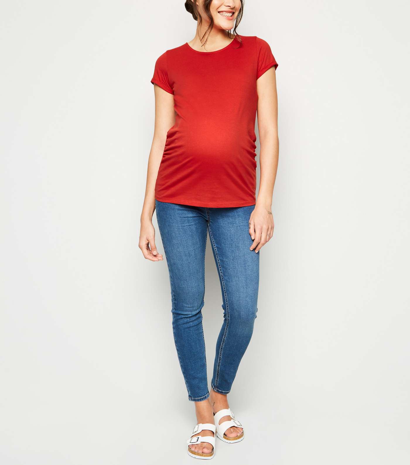 Maternity Dark Red Short Sleeve T-Shirt Image 2