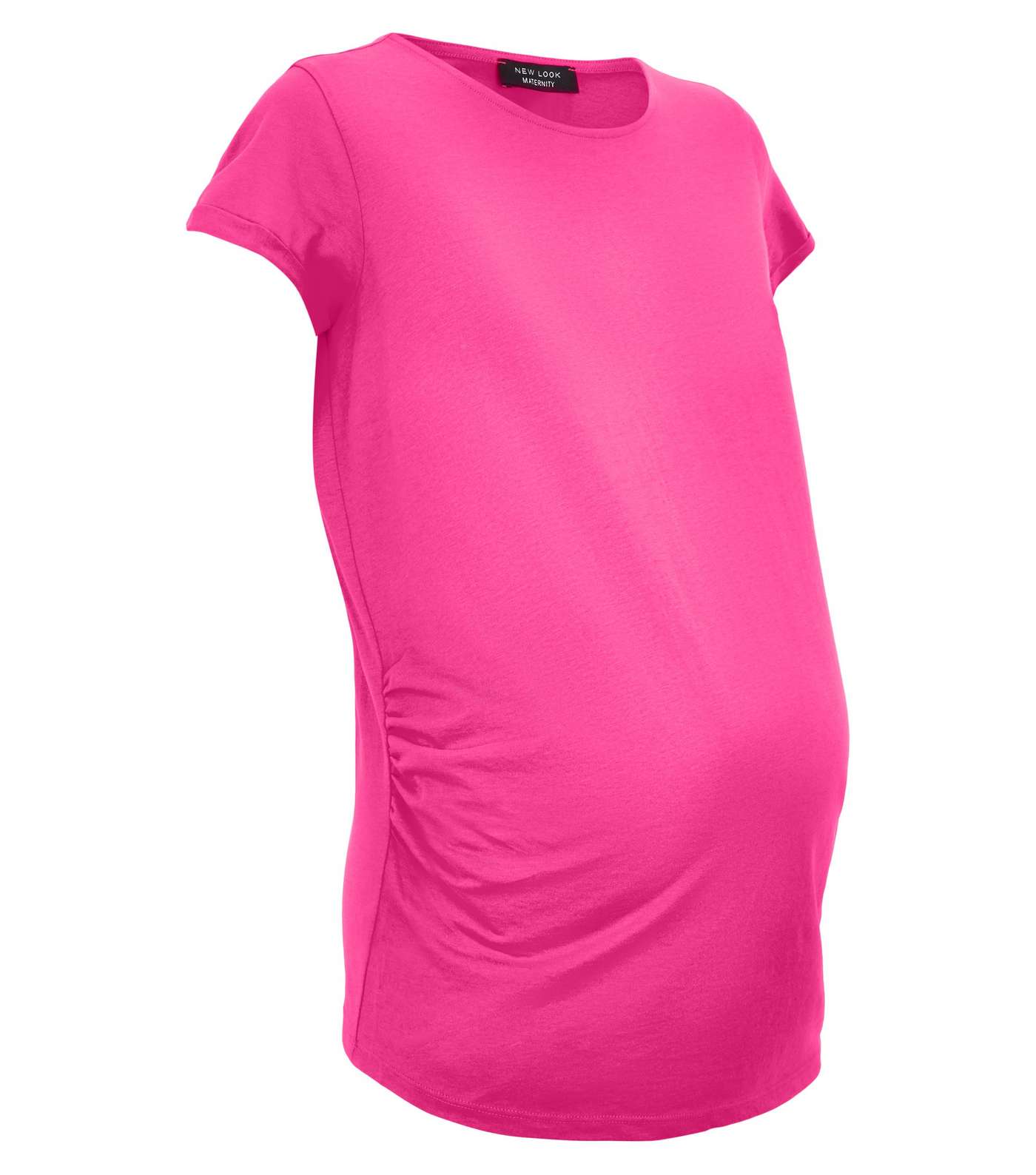 Maternity Bright Pink Neon Short Sleeve T-Shirt Image 4