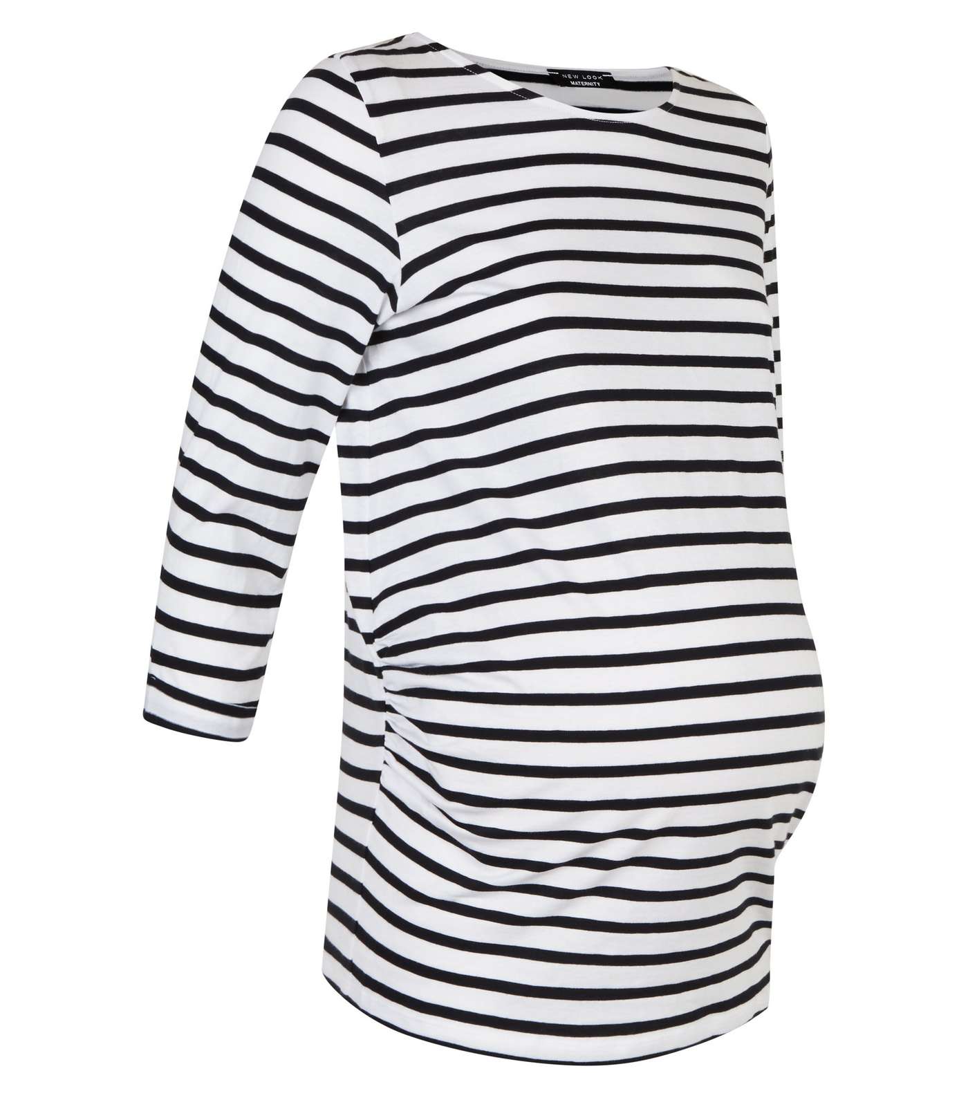 Maternity Blue Stripe 3/4 Sleeve T-Shirt Image 4