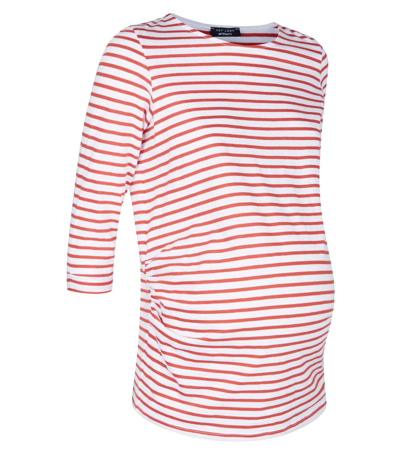 Maternity Rust Stripe 3/4 Sleeve T-Shirt Image 4