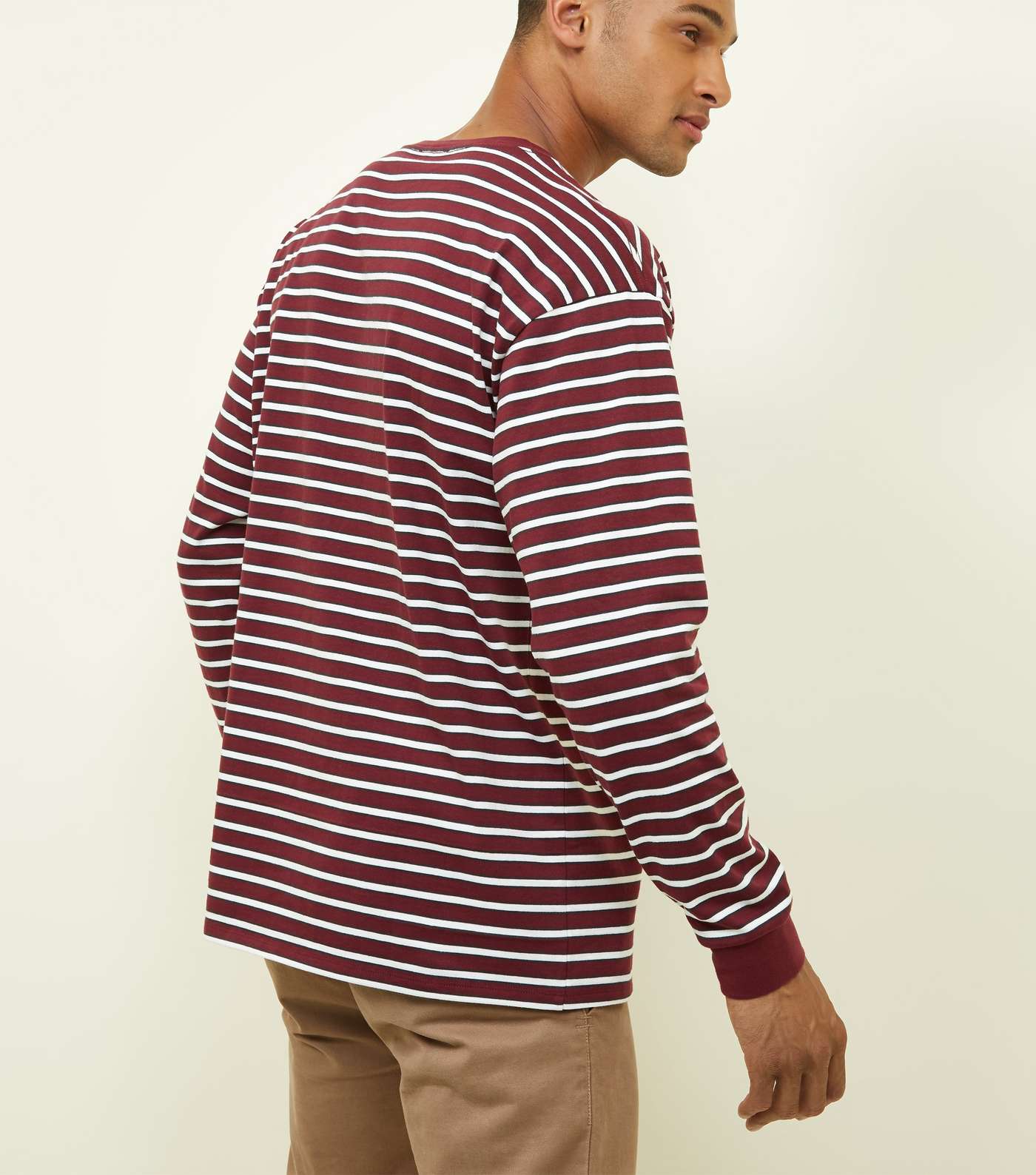 Burgundy East Side Embroidered Long Sleeve T-Shirt Image 3