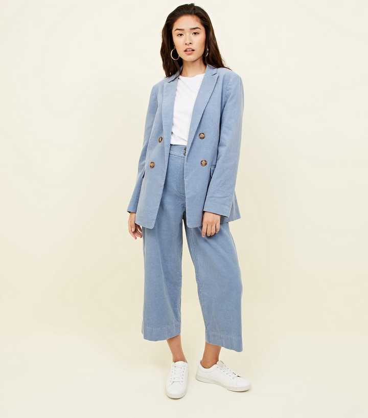Blue Double Breasted Corduroy Blazer 
