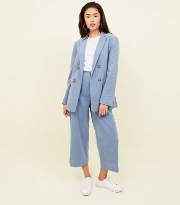 Blue Double Breasted Corduroy Blazer New Look