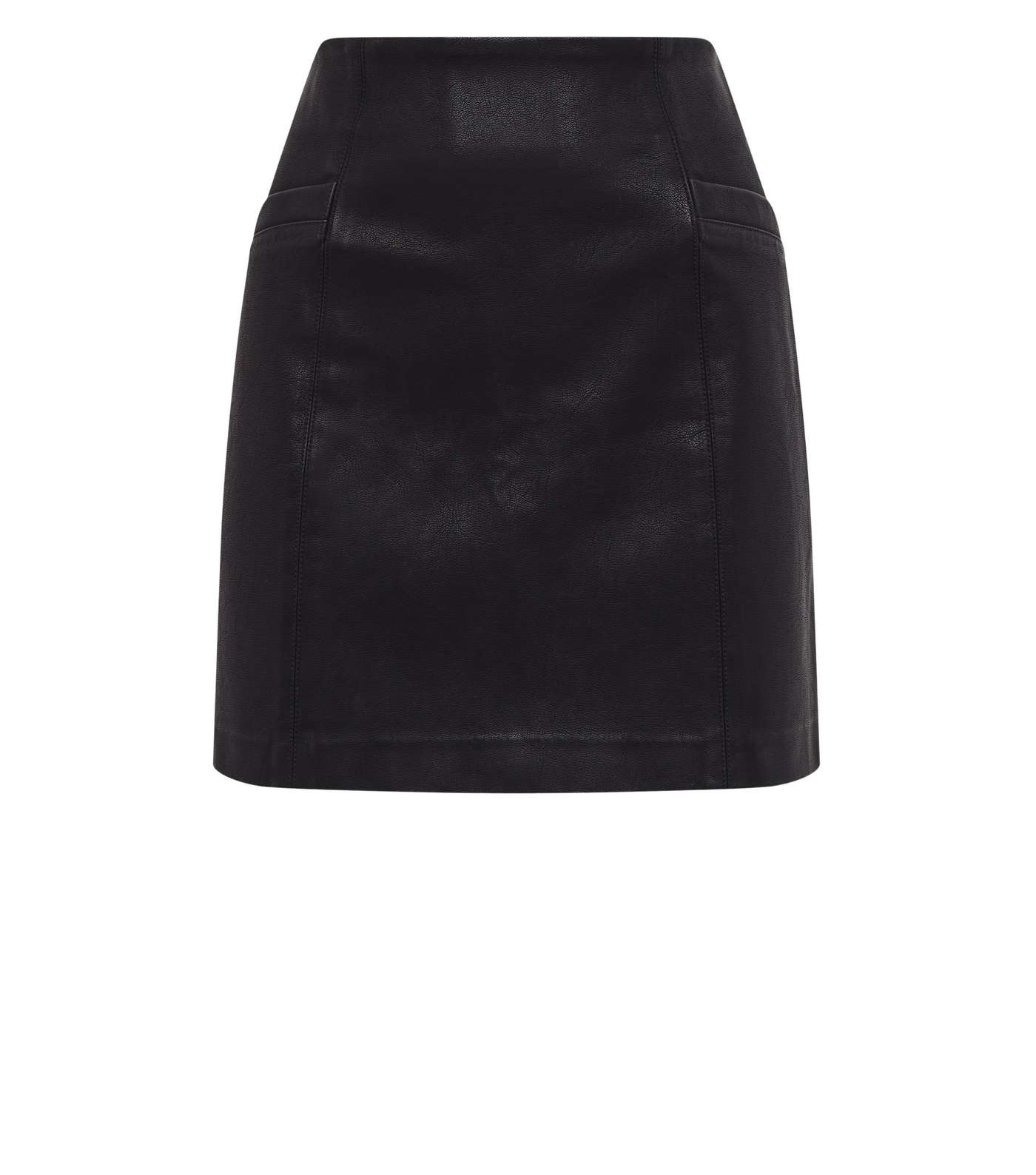 Petite Black Faux Pocket Leather-Look Mini Skirt  Image 4
