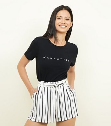 white high waisted tie shorts