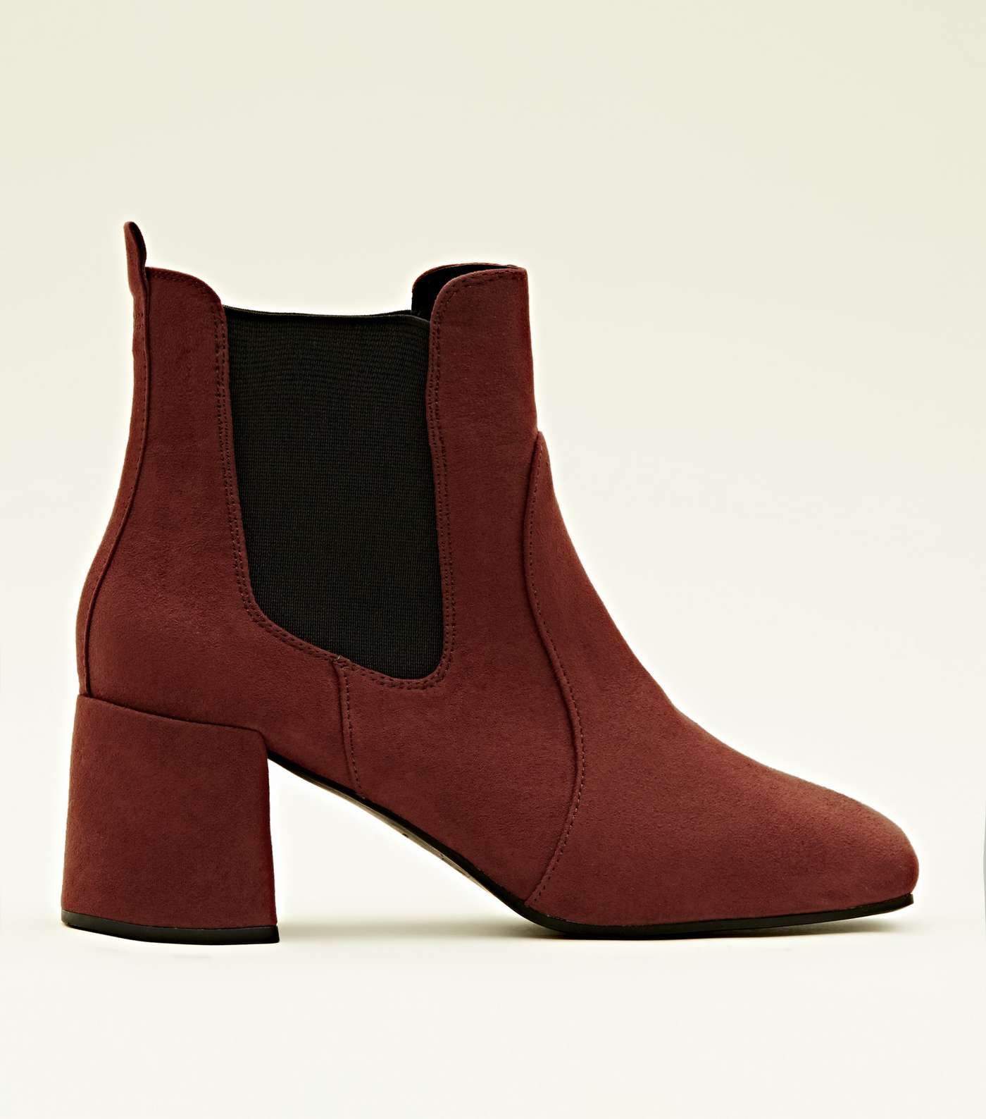 Rust Suedette Square Toe Heeled Chelsea Boots