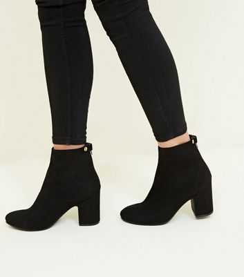 black ankle boot block heel