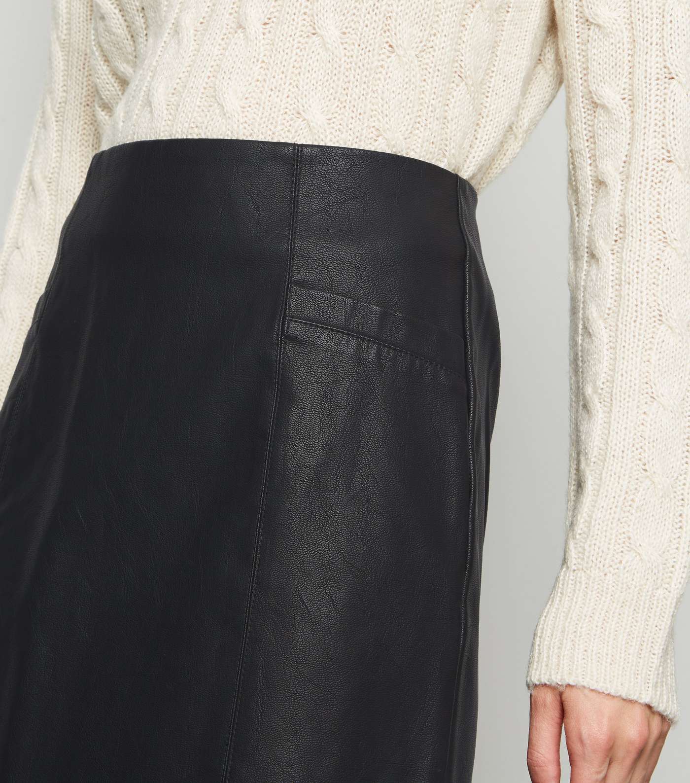 Tall Black Coated Leather-Look Mini Skirt Image 5