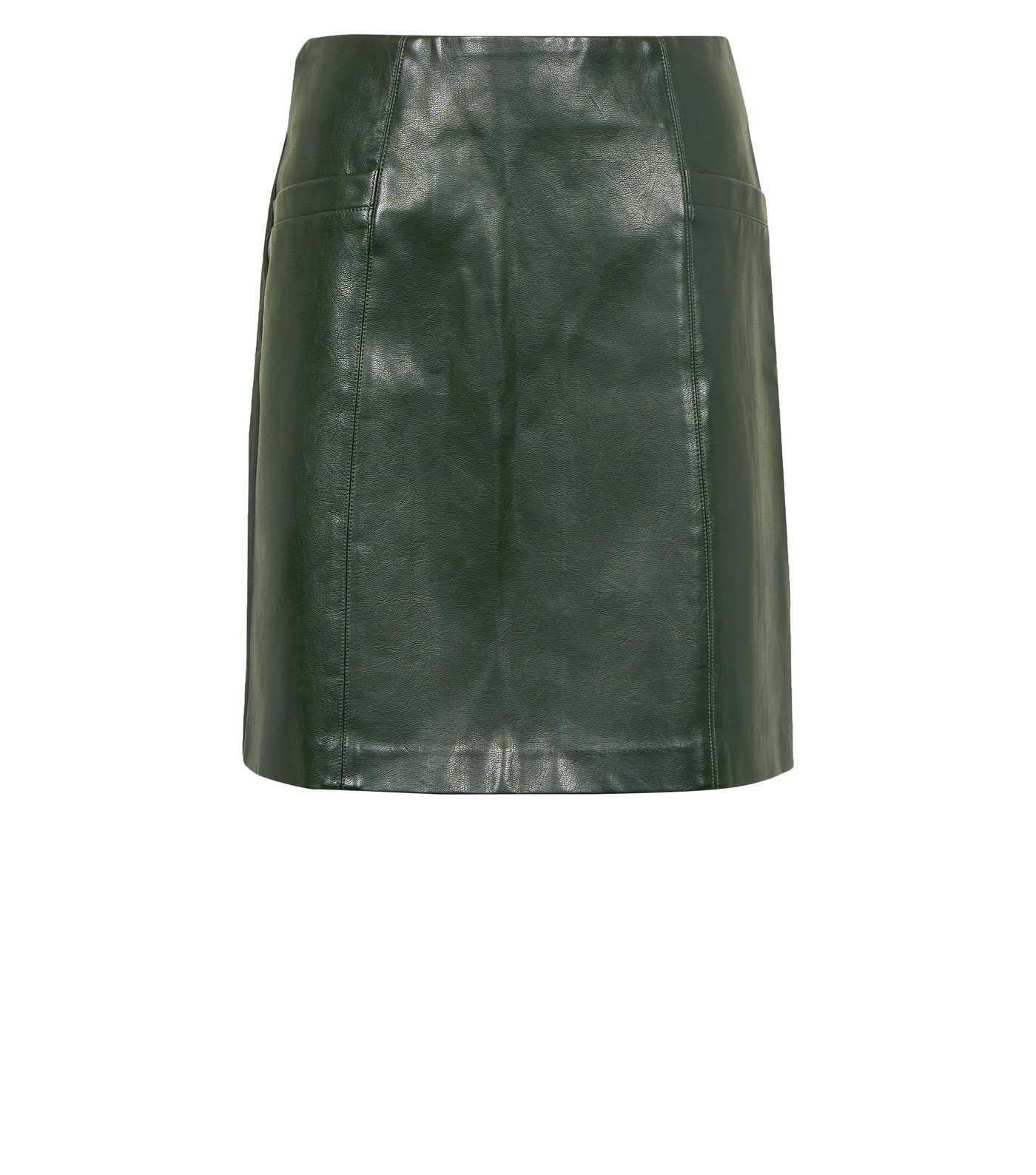 Tall Green Leather-Look Mini Skirt Image 4