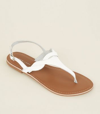 white flat sandals new look