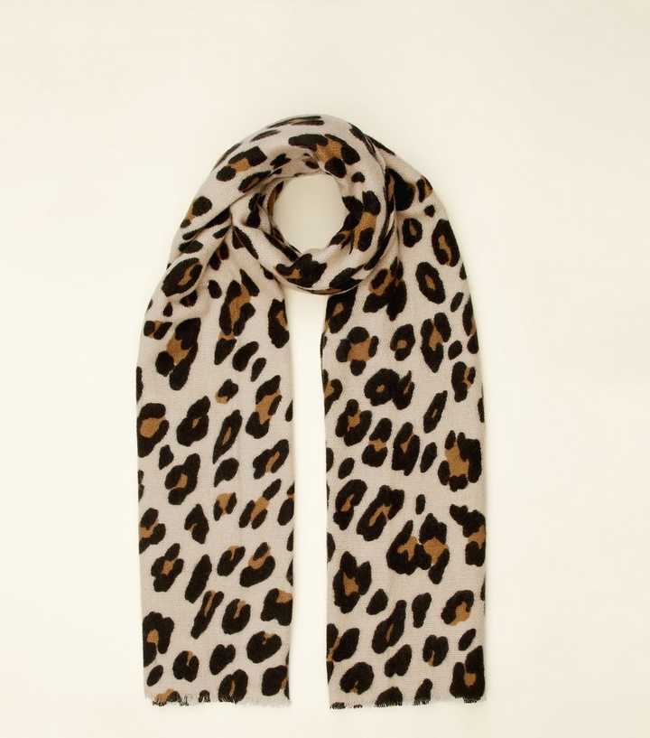 Brown Leopard Print Scarf 
