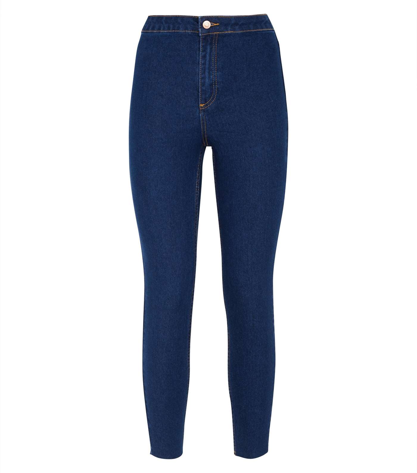 Blue Raw Hem High Waist Super Skinny Hallie Jeans Image 4