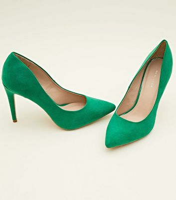 Green Suedette Stiletto Heel Pointed 