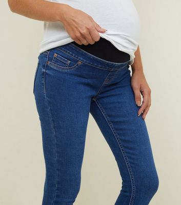 , New Look Ladies Womens Blue Over Bump Maternity Skinny Stretch Jeans Jeggings