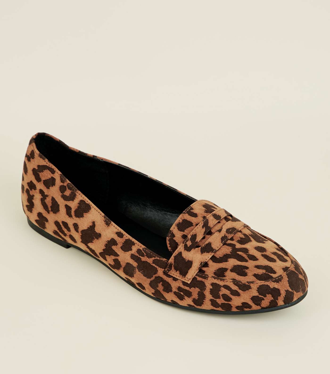 Stone Leopard Print Penny Loafers 