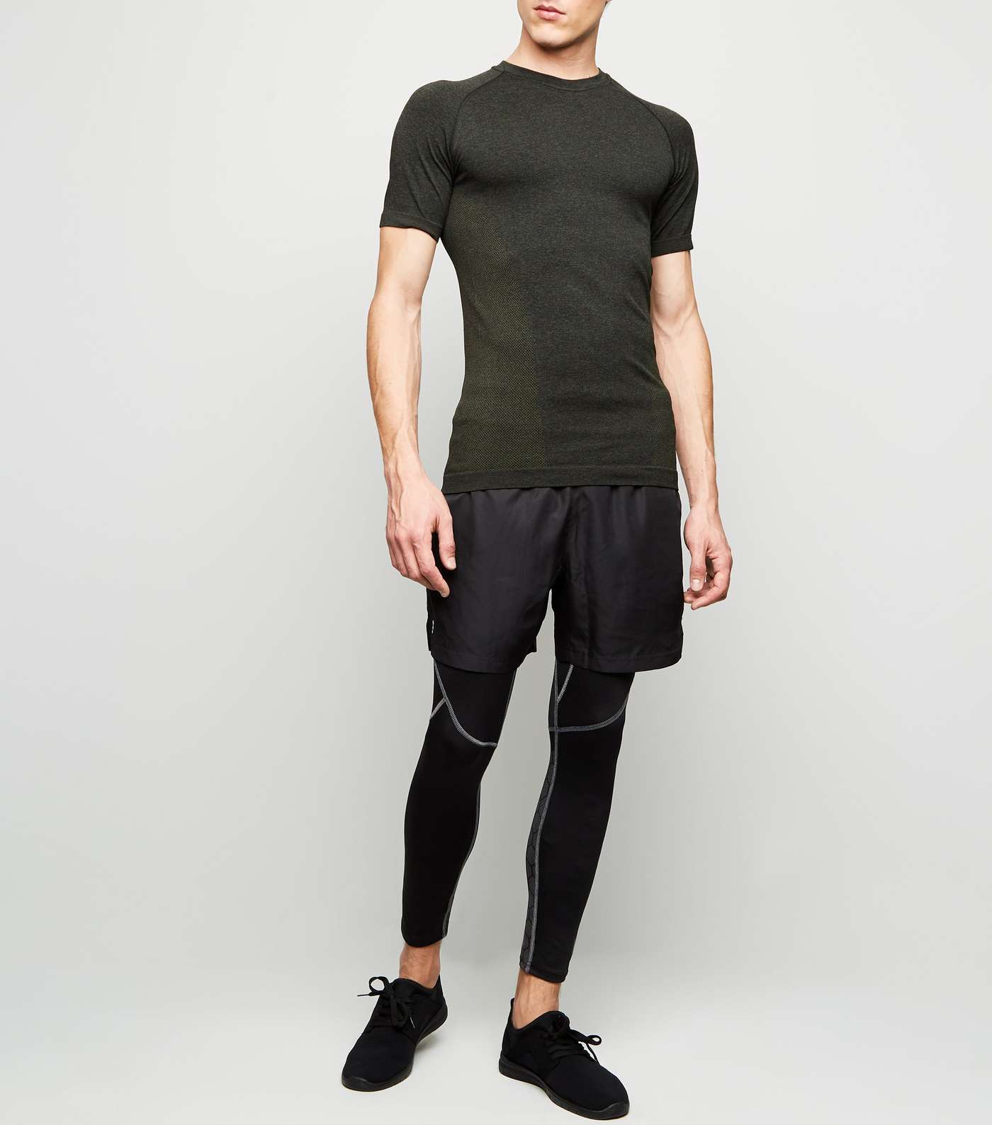 Khaki Raglan Sleeve Muscle Fit Sports T-Shirt   Image 2