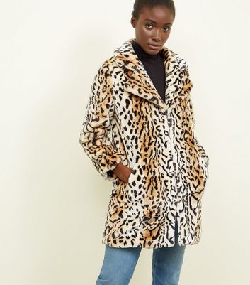 Blue Vanilla Brown Leopard Faux Fur Coat | New Look