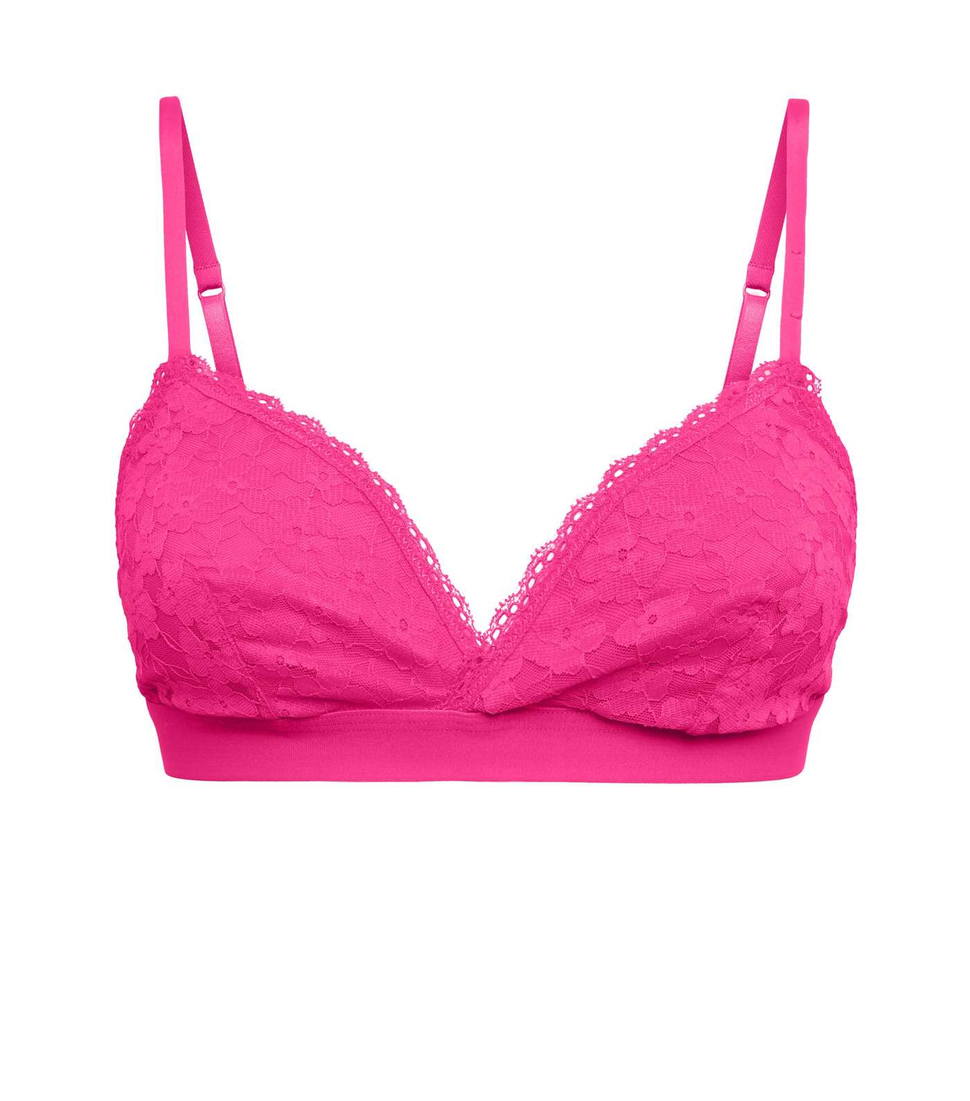 Bright Pink Neon Floral Lace Bralette  Image 4