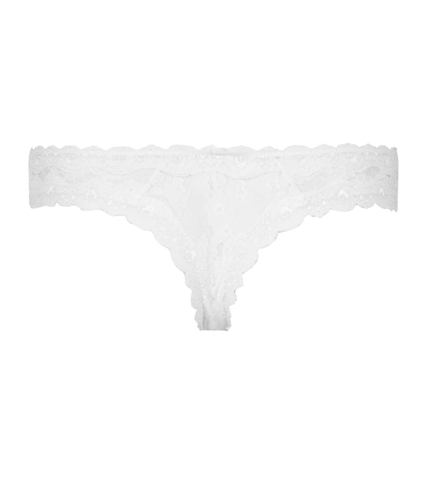 White Scalloped Lace Thong Image 4