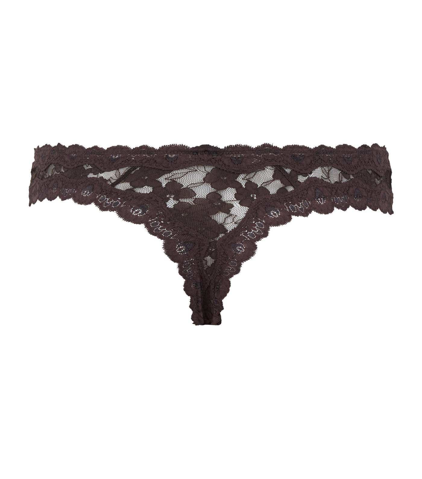 Dark Brown Scalloped Lace Thong Image 5