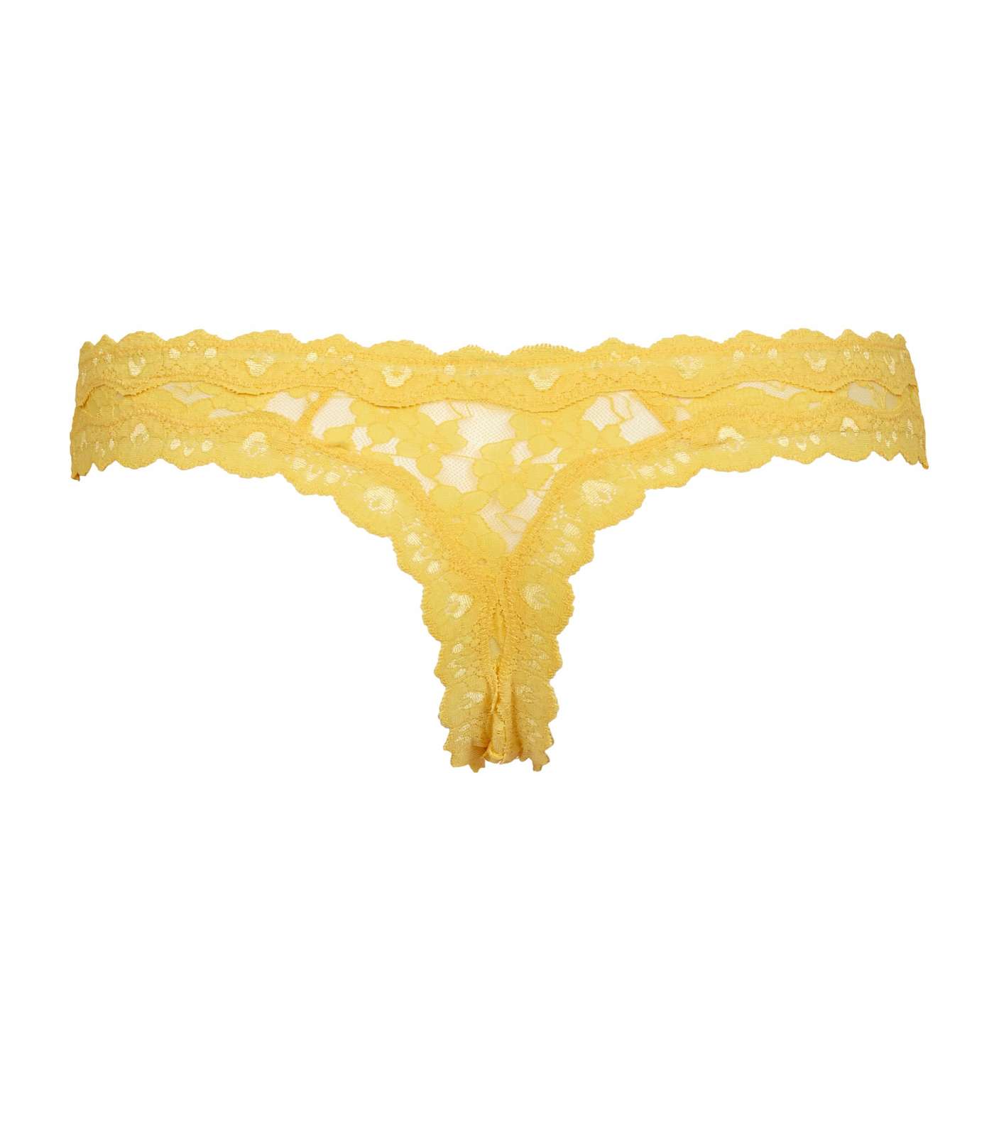 Mustard Scalloped Lace Thong Image 5