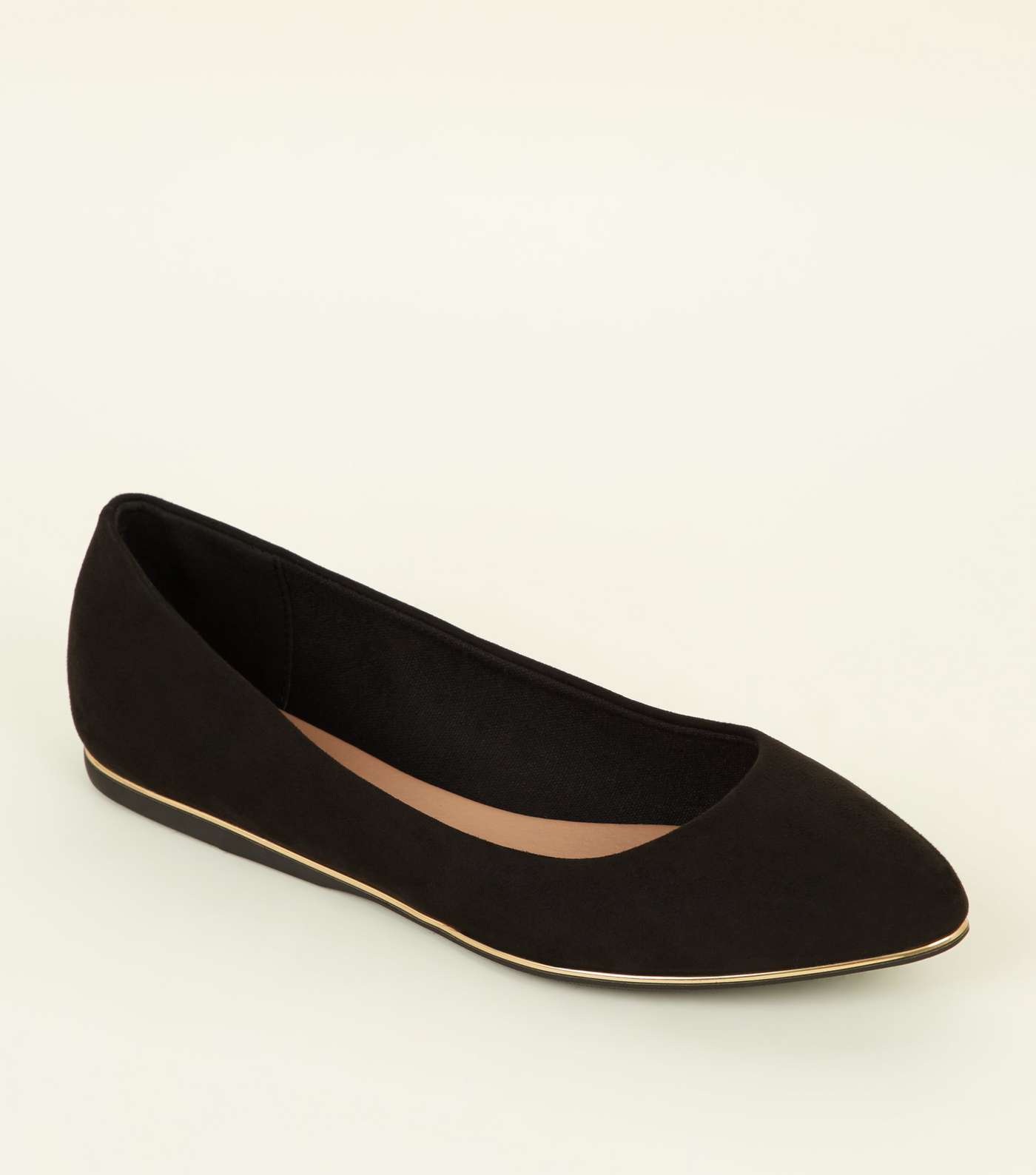 Wide Fit Black Piped Edge Pointed Pumps
