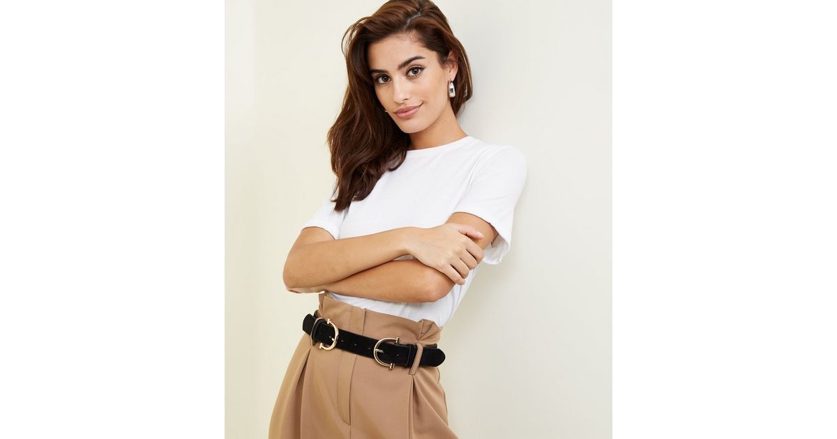 Black Double D Buckle Belt New Look