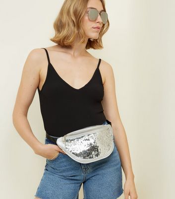 silver glitter bum bag