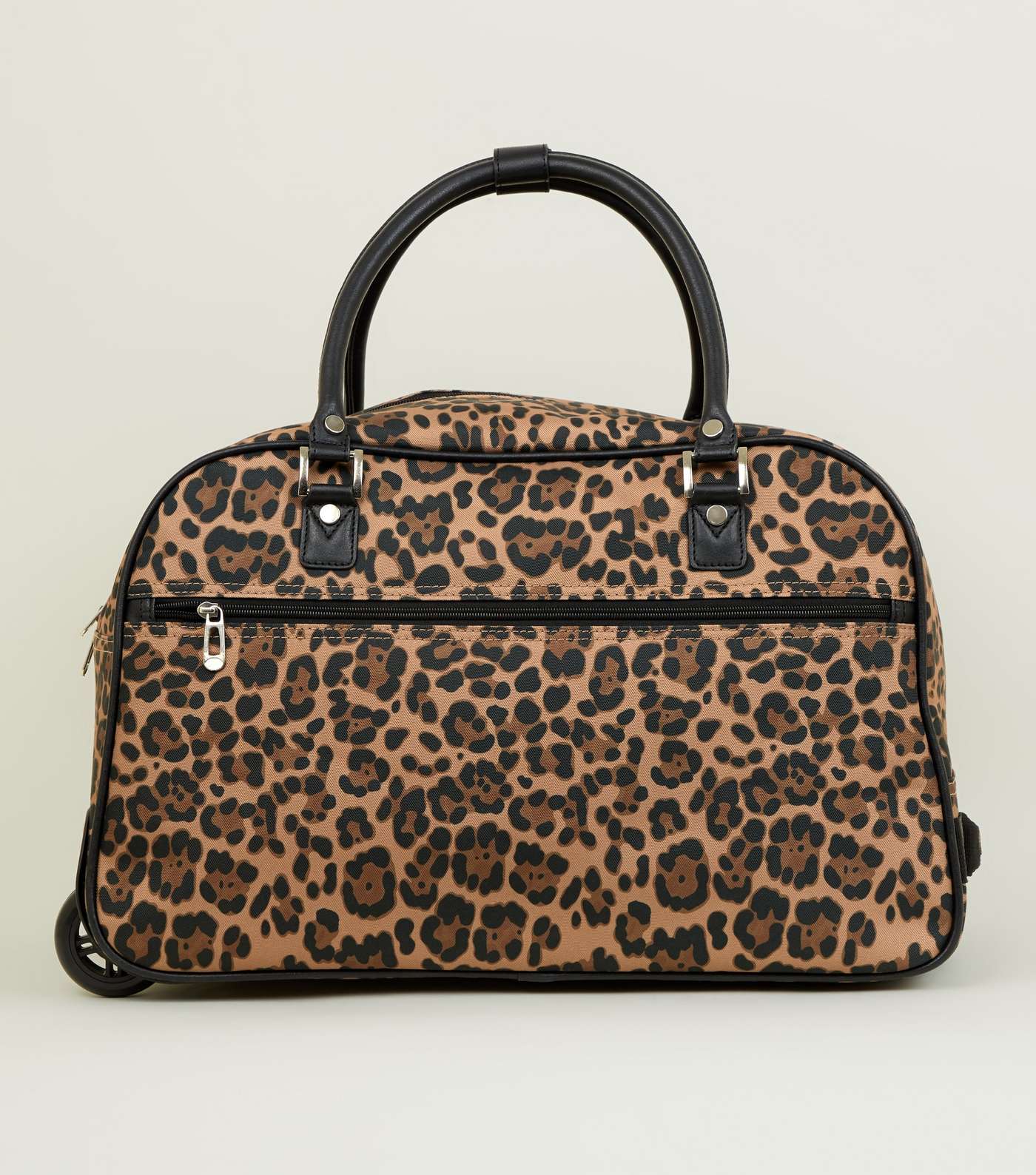 Brown Leopard Print Two Wheel Holdall