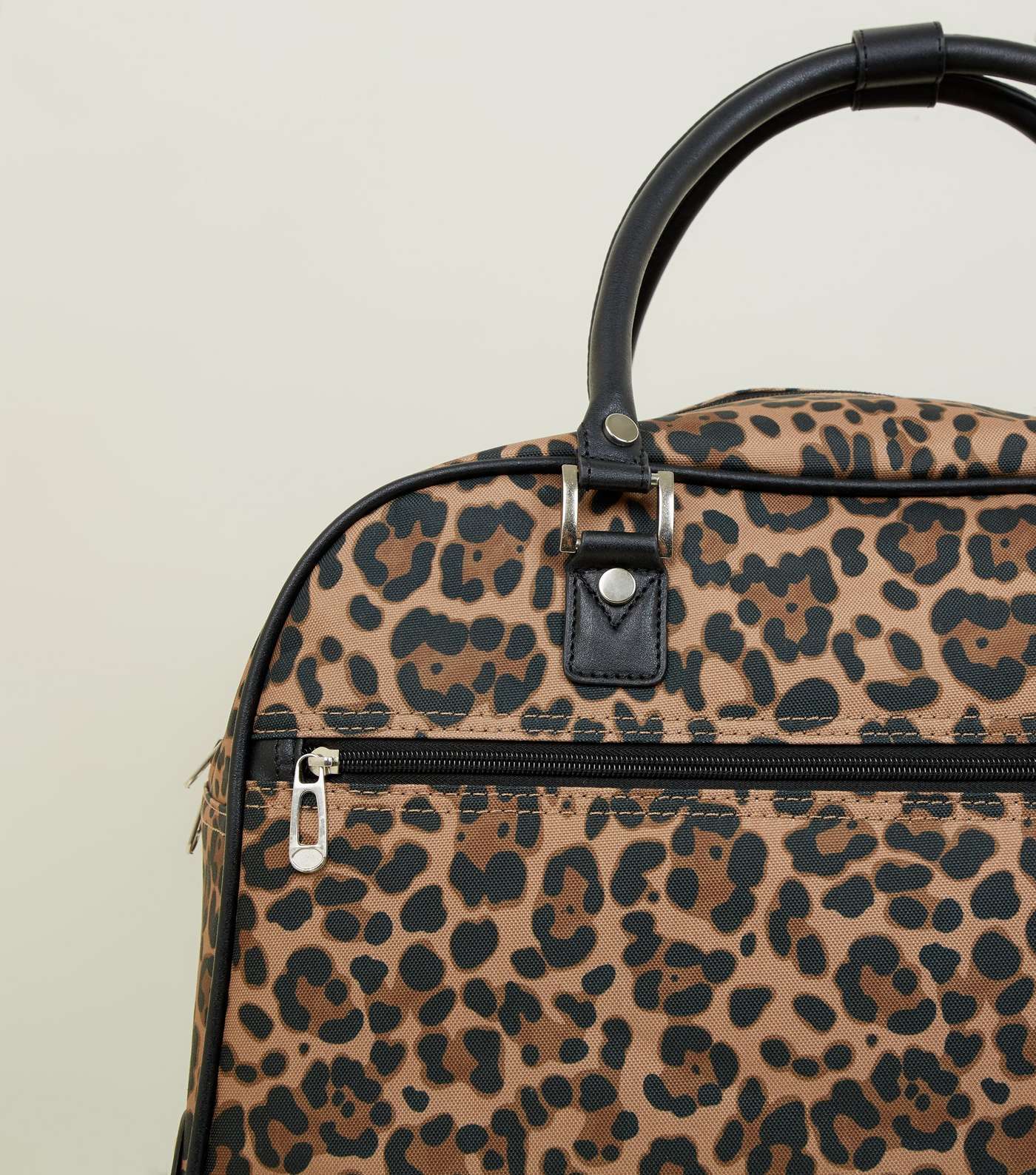 Brown Leopard Print Two Wheel Holdall Image 3