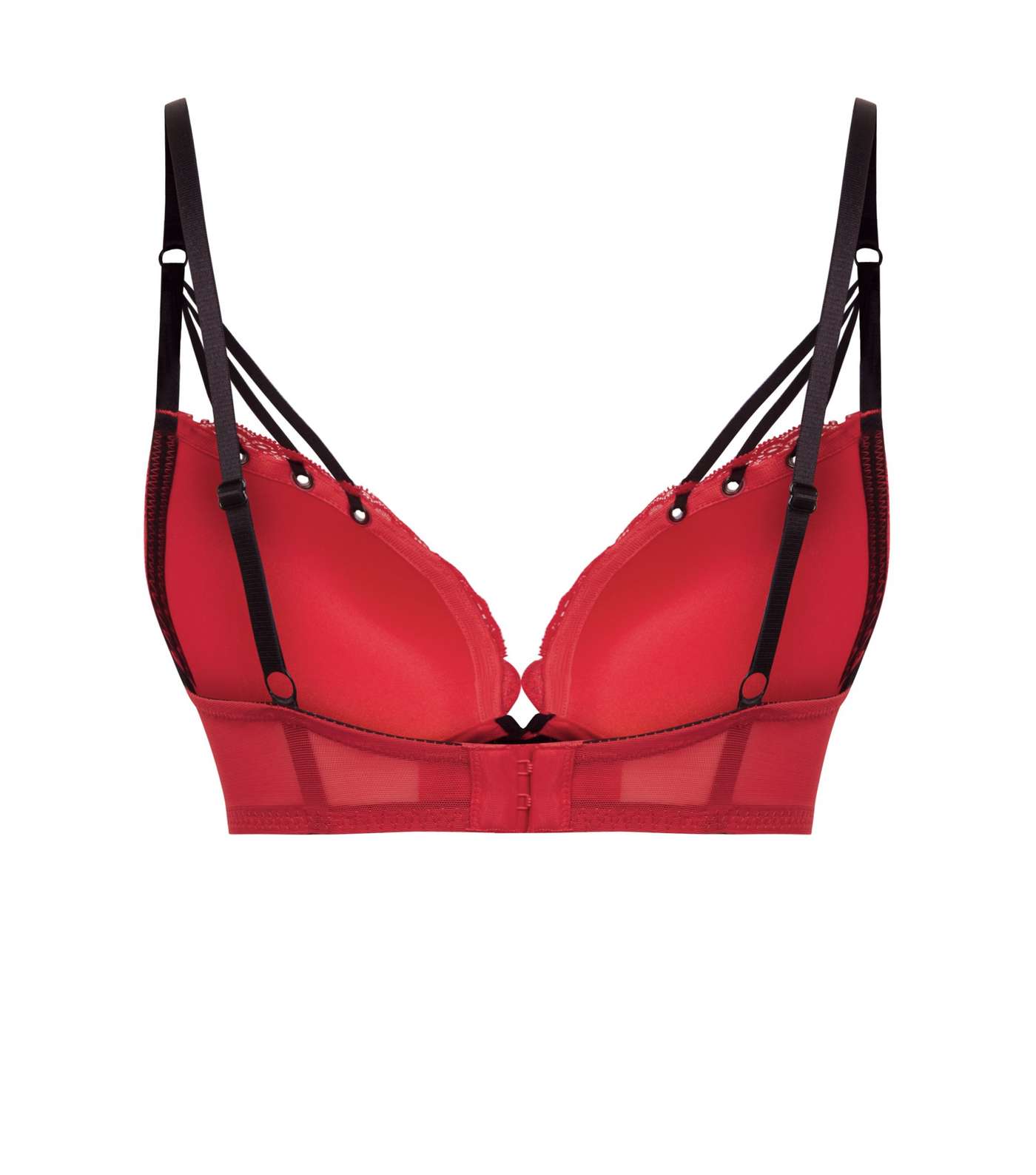 Red Lace Strappy Eyelet Push-Up Bra  Image 5