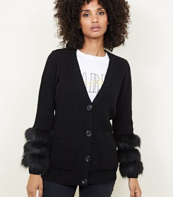 Faux fur sale cuff cardigan