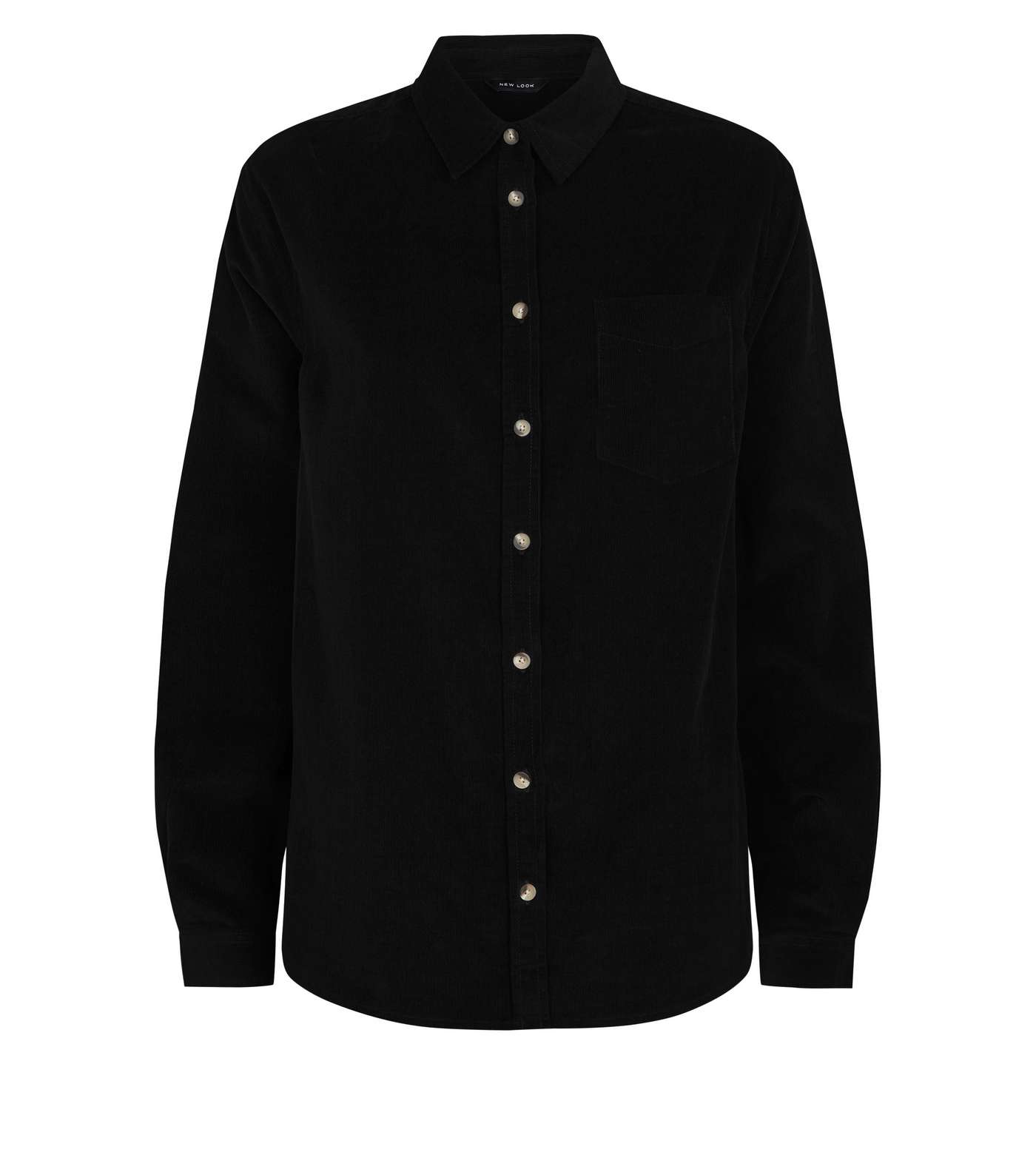 Black Corduroy Long Sleeve Collared Shirt Image 4