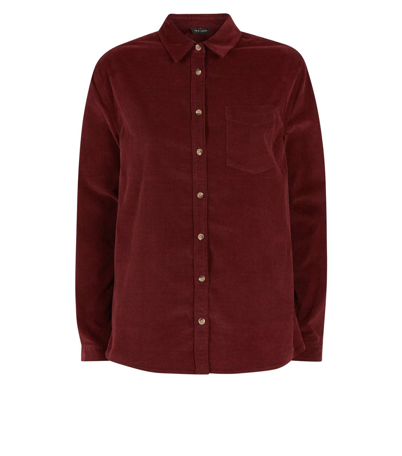 Burgundy Corduroy Long Sleeve Collared Shirt Image 4