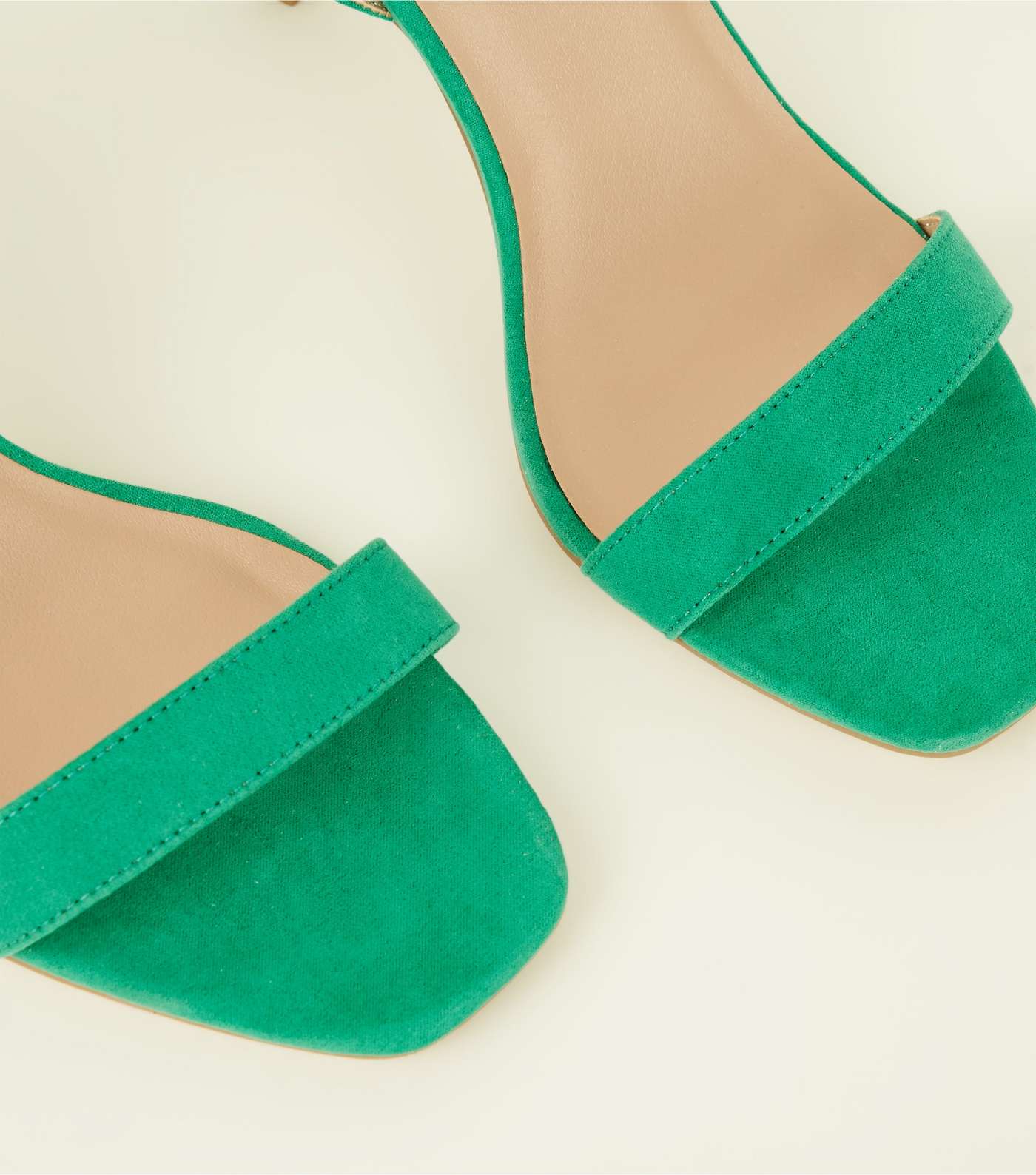 Wide Fit Green Suedette Strappy Square Toe Heels Image 3