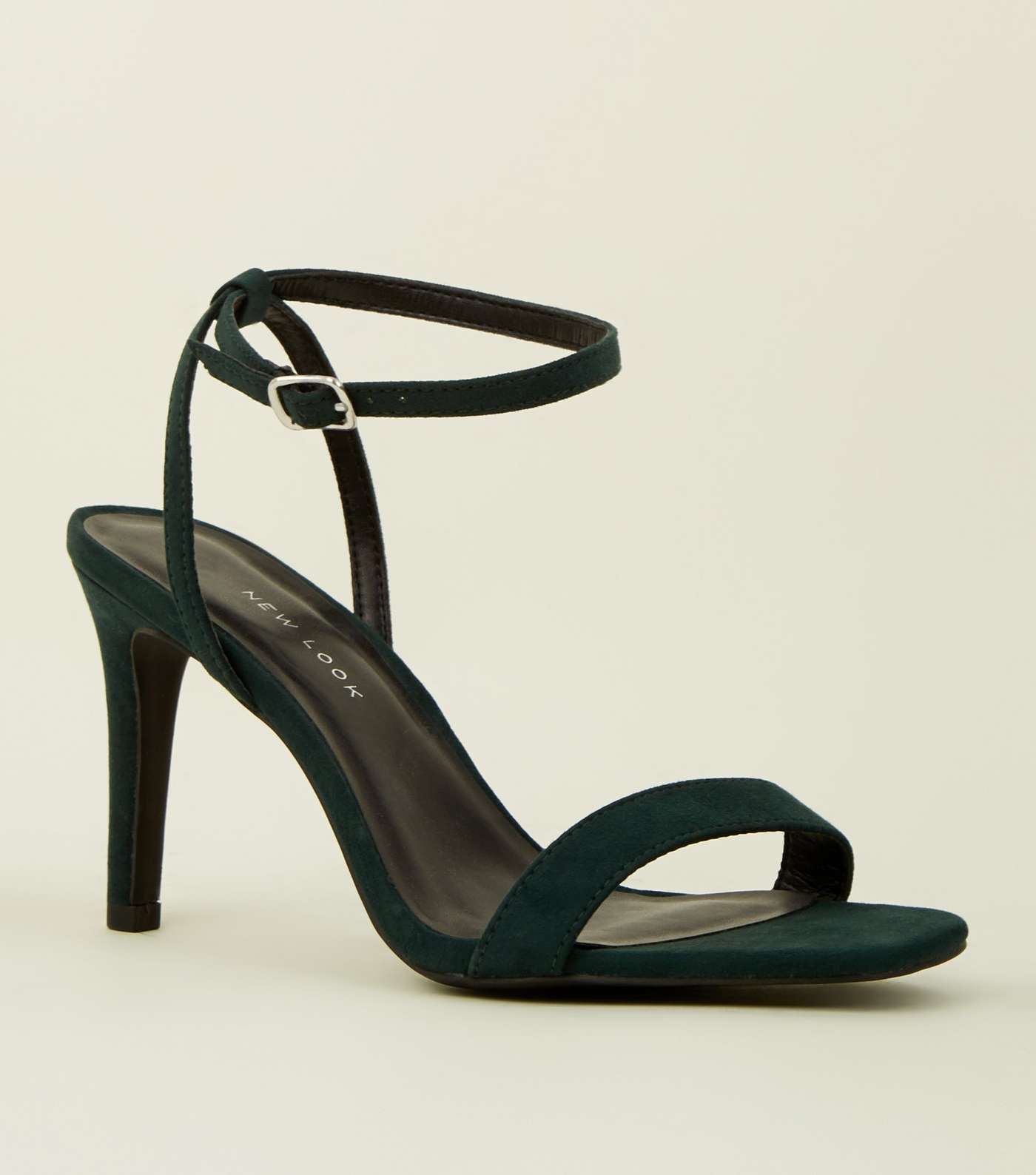 Wide Fit Green Suedette Heeled Sandals