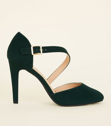 Wide Fit Dark Green Asymmetric Strap Courts | New Look